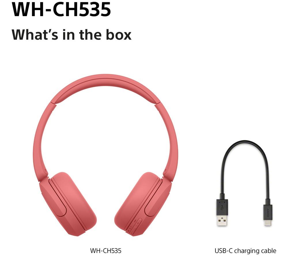 SONY WH-CH535 Wireless Bluetooth Headphones - Coral Red image number 9 of 13