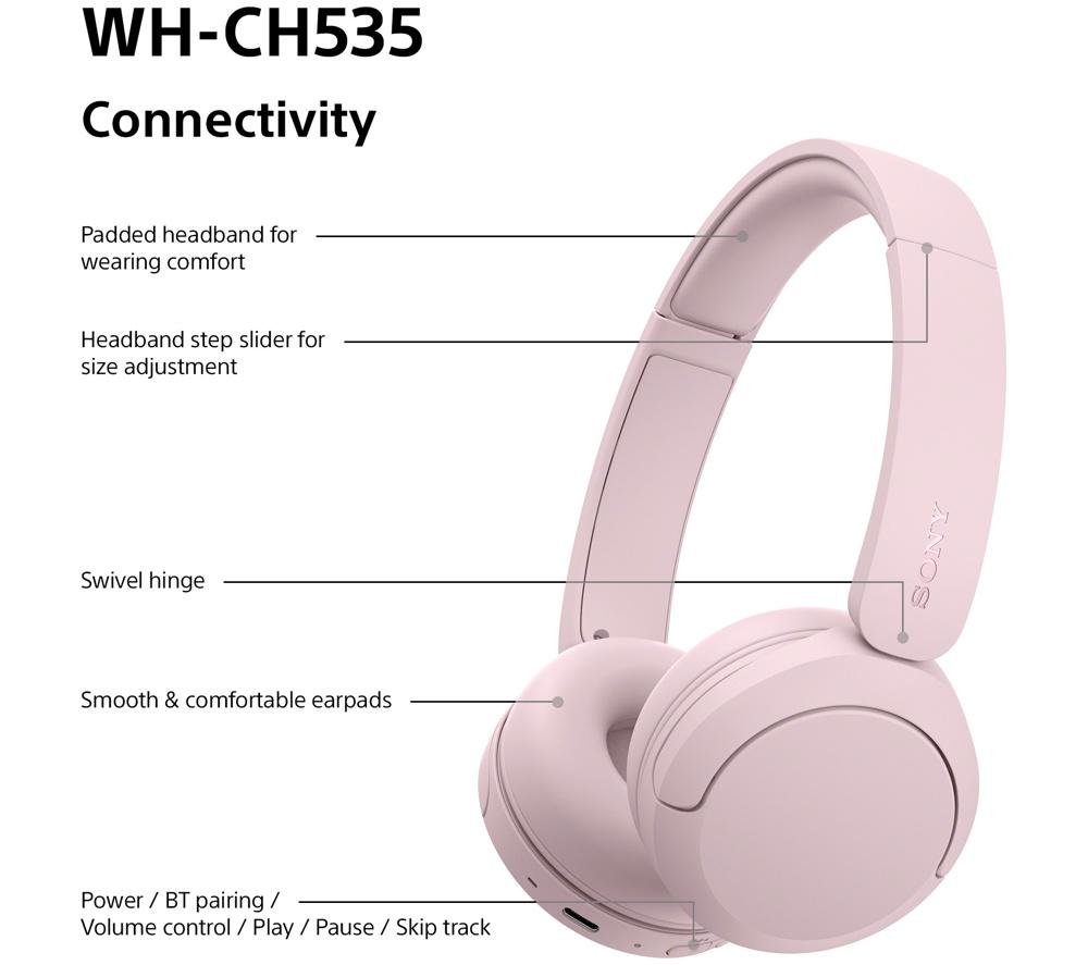 SONY WH-CH535 Wireless Bluetooth Headphones - Pink image number 8 of 13