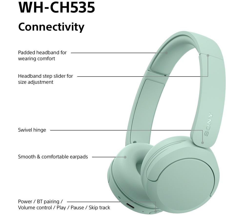 SONY WH-CH535 Wireless Bluetooth Headphones - Mint Green image number 8 of 13