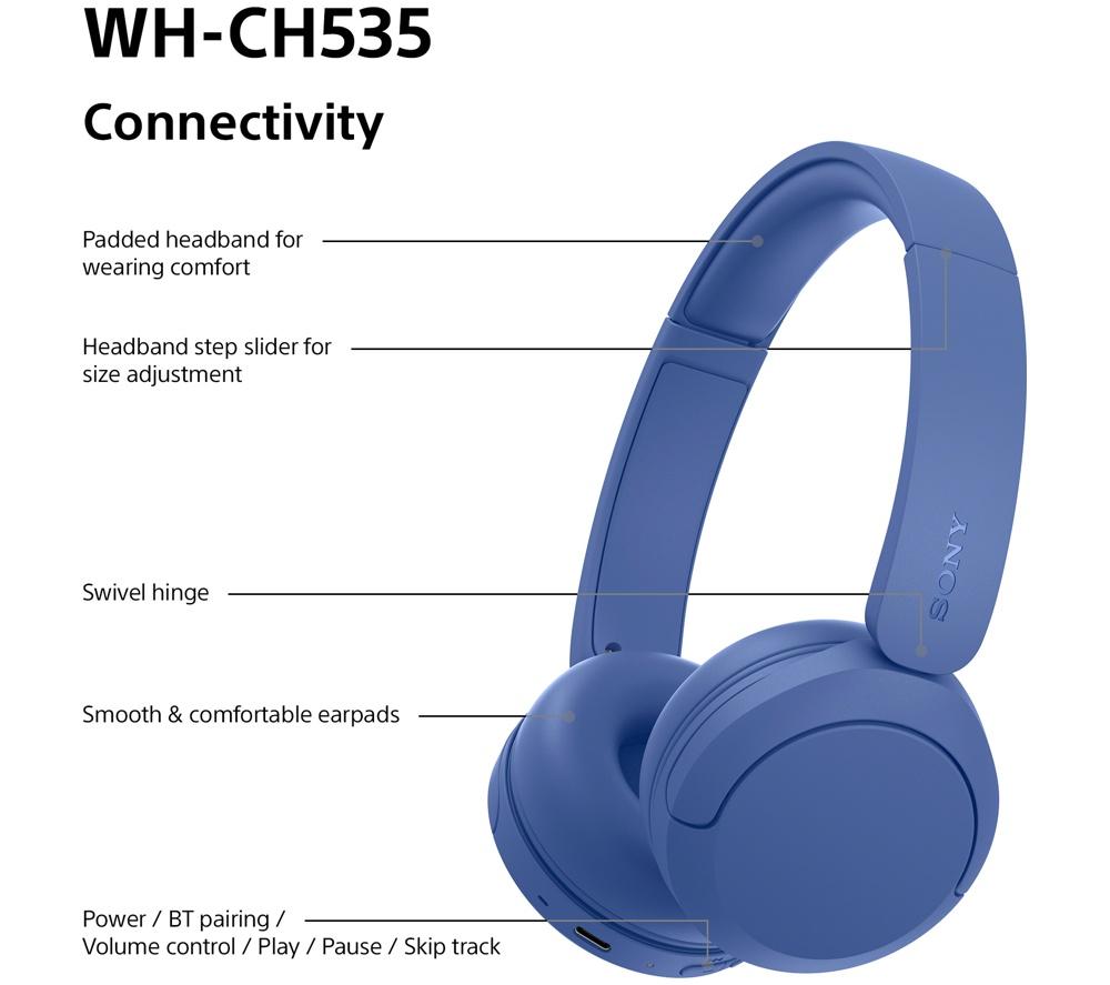 SONY WH-CH535 Wireless Bluetooth Headphones - Blue image number 8 of 13