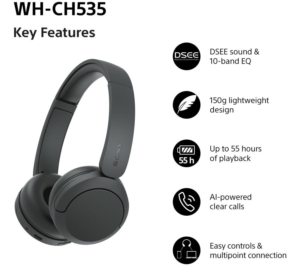 SONY WH-CH530 Wireless Bluetooth Headphones - Black image number 2 of 13