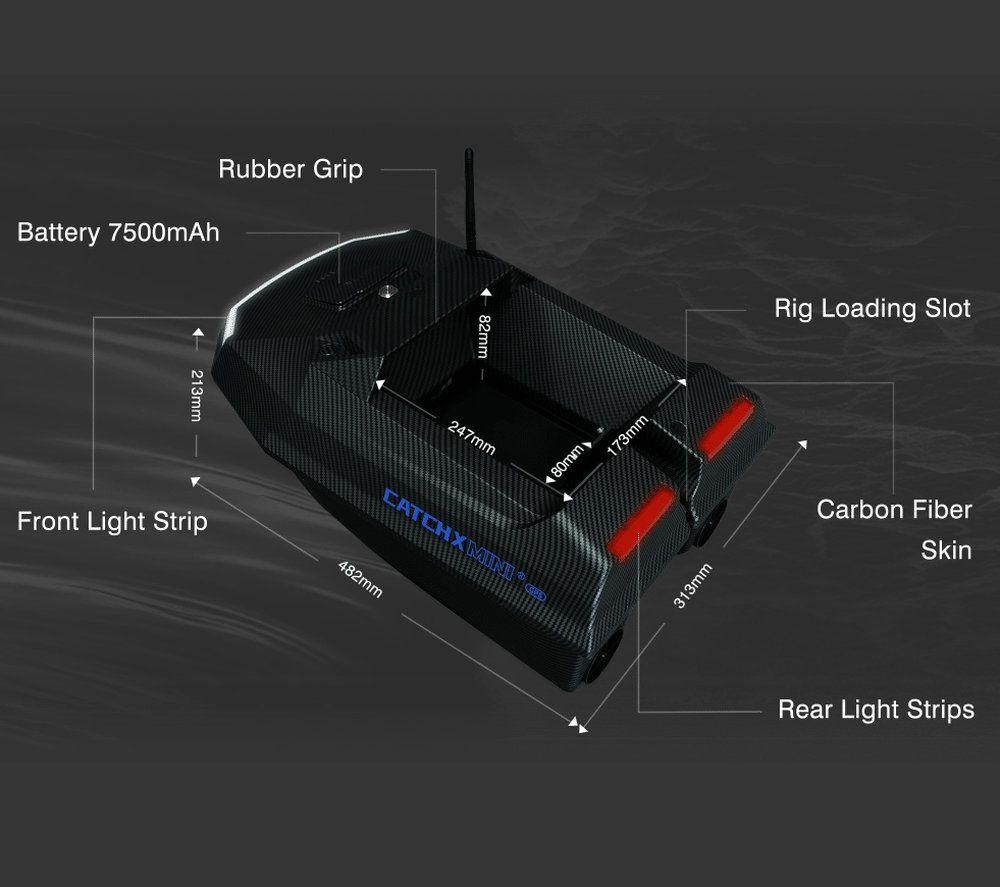 RIPPTON CatchX Mini Remote Control GPS Fishing Bait Boat - Black image number 4 of 6