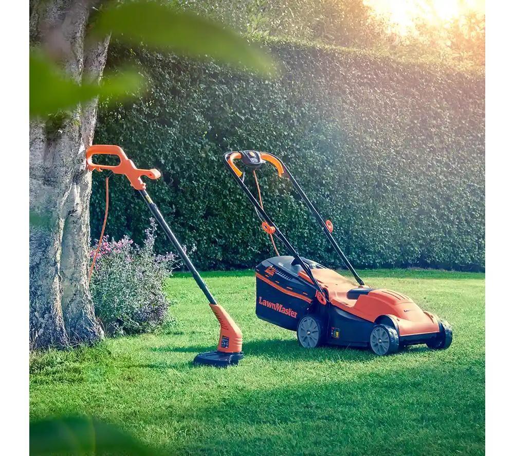 LAWNMASTER MEB1434M COMBO Corded Rotary Lawnmower & Grass Trimmer - Orange & Black image number 6 of 10