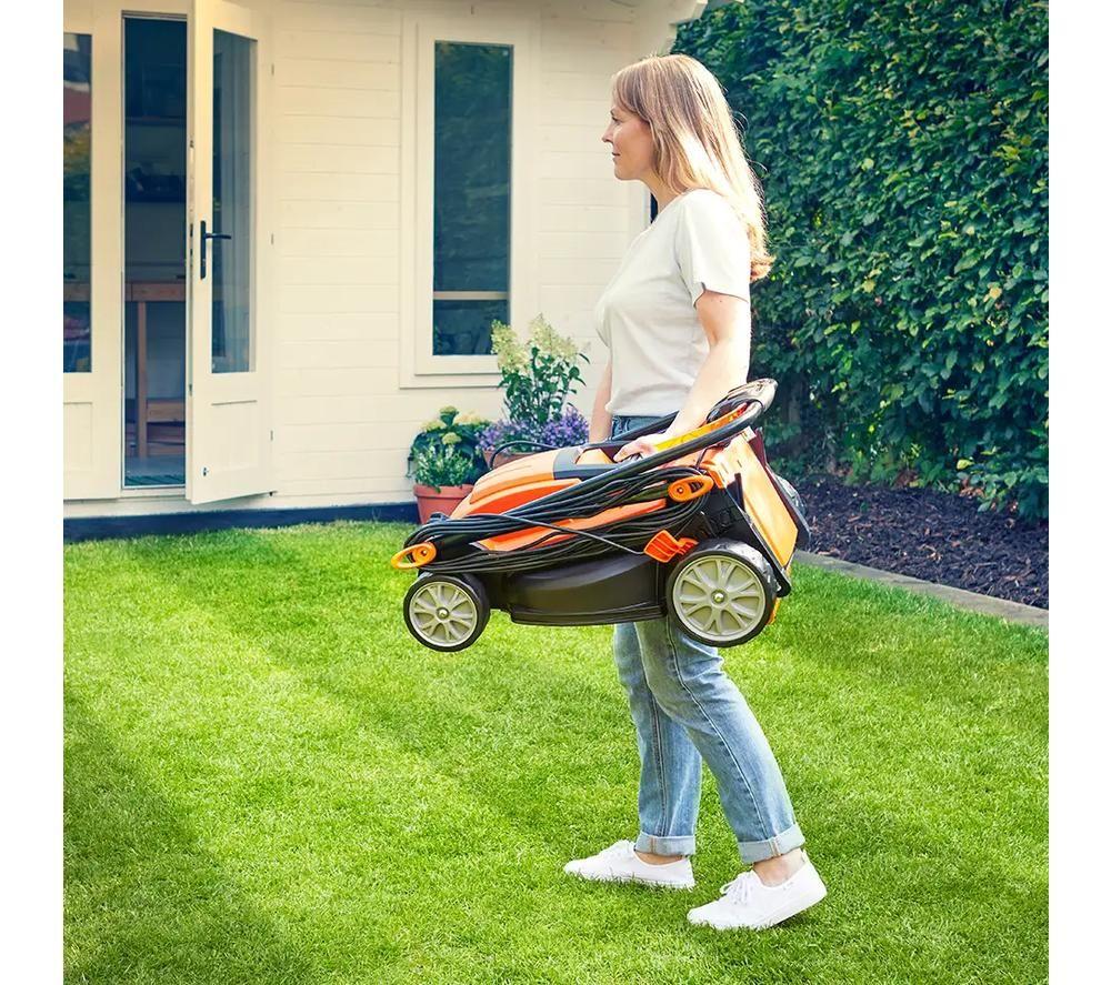LAWNMASTER MEB1434M COMBO Corded Rotary Lawnmower & Grass Trimmer - Orange & Black image number 9 of 10