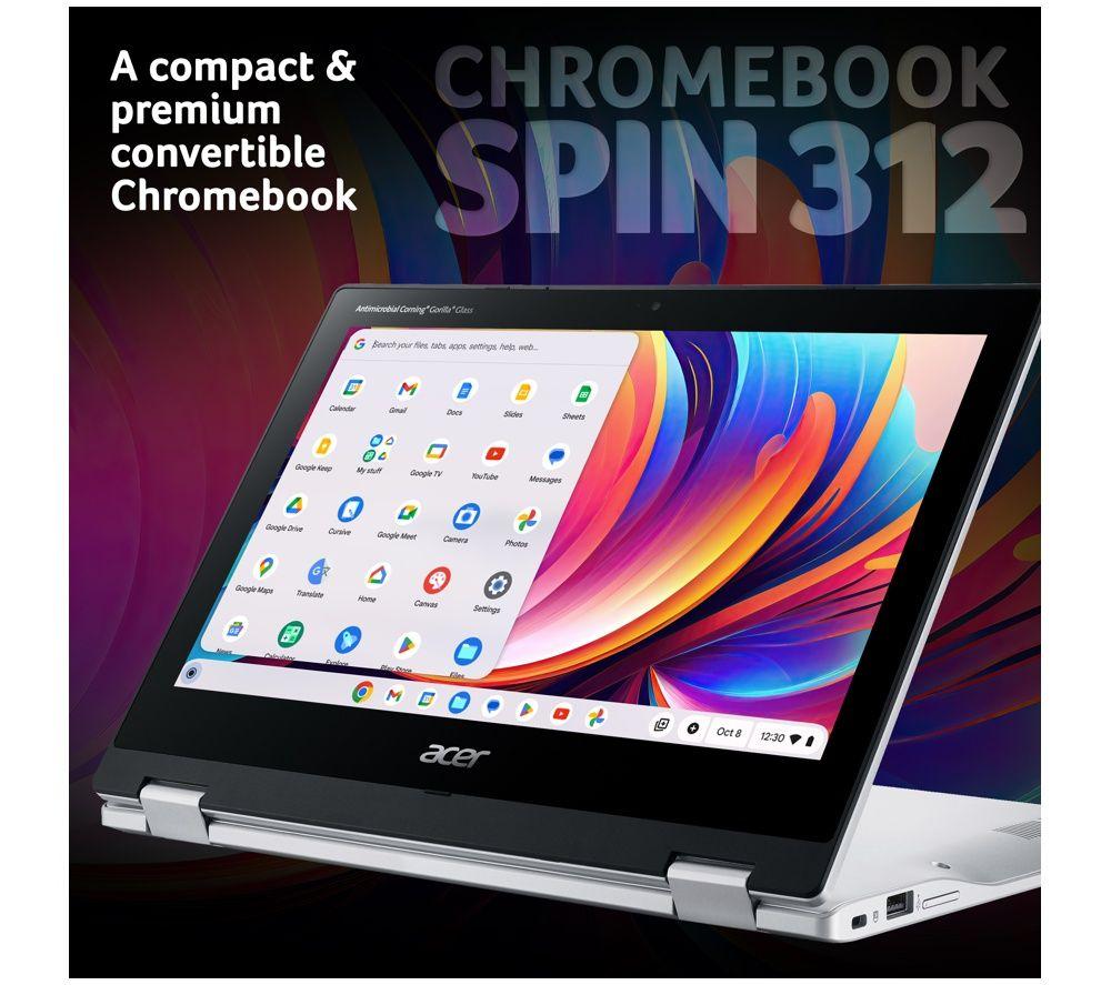 ACER Spin 312 12.2" 2 in 1 Chromebook - Intel&reg; N100, 64 GB eMMC, Silver image number 2 of 10