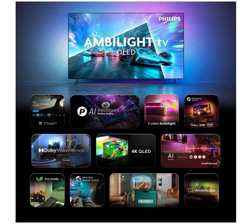 PHILIPS Ambilight OLED761 55" OLED 4K HDR Smart TV (2026) with Freely - 55OLED761/05 image number 3 of 16