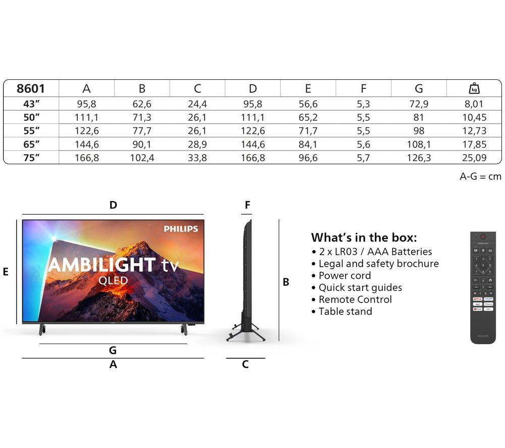 PHILIPS Ambilight PQS8601 65" QLED 4K HDR Smart TV (2026) with Freely - 65PQS8601/05 image number 3 of 15