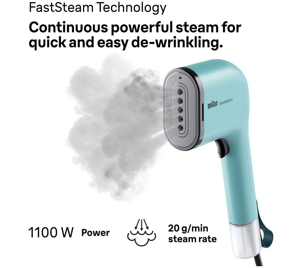 BRAUN Quickstyle 3 Compact Clothes Steamer - Green image number 2 of 4