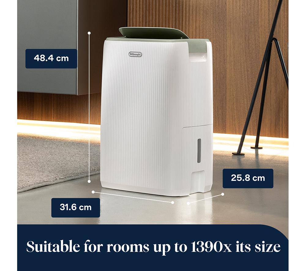 DELONGHI DEP212 AriaDry Evo Portable Dehumidifier - White & Green image number 7 of 7