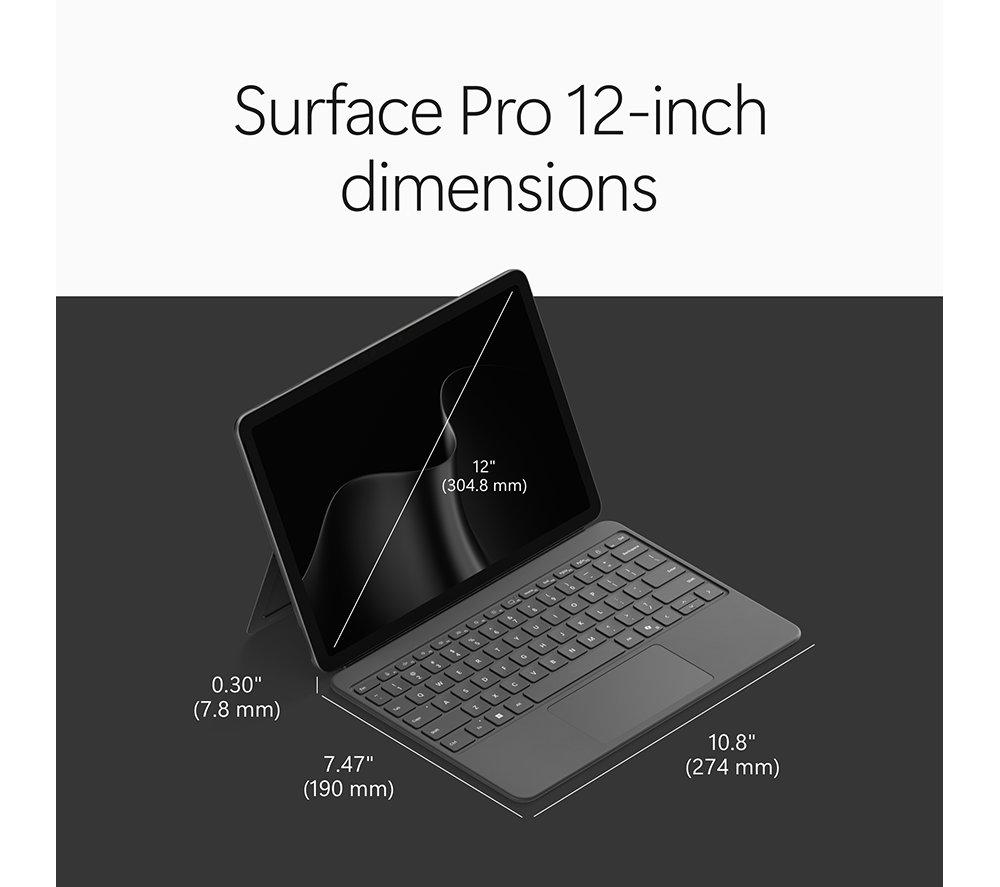 MICROSOFT Surface Pro 12" 2 in 1 Laptop, Copilot+ PC - Snapdragon X2 Plus, 256 GB UFS, Graphite image number 10 of 17