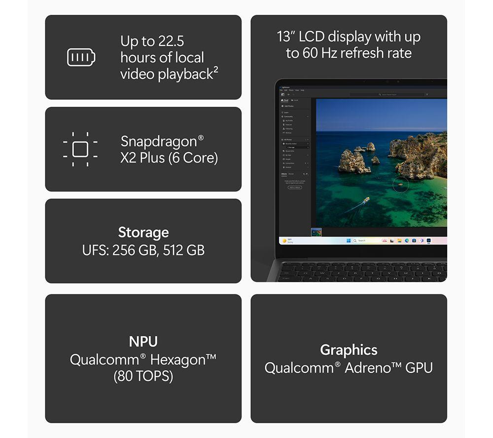 MICROSOFT Surface Pro 13" Laptop, Copilot+ PC - Snapdragon X2 Plus, 256 GB UFS, Graphite image number 9 of 19