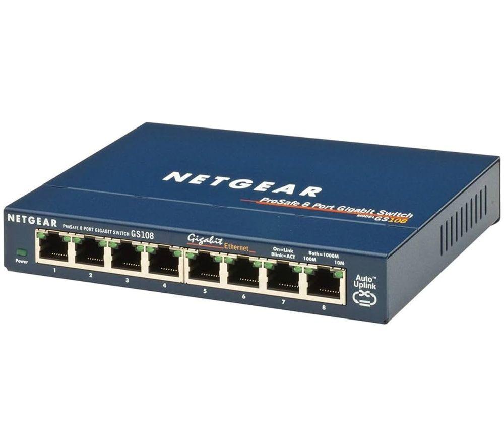 NETGEAR GS108UK 8-Port Gigabit Network Switch - Grey