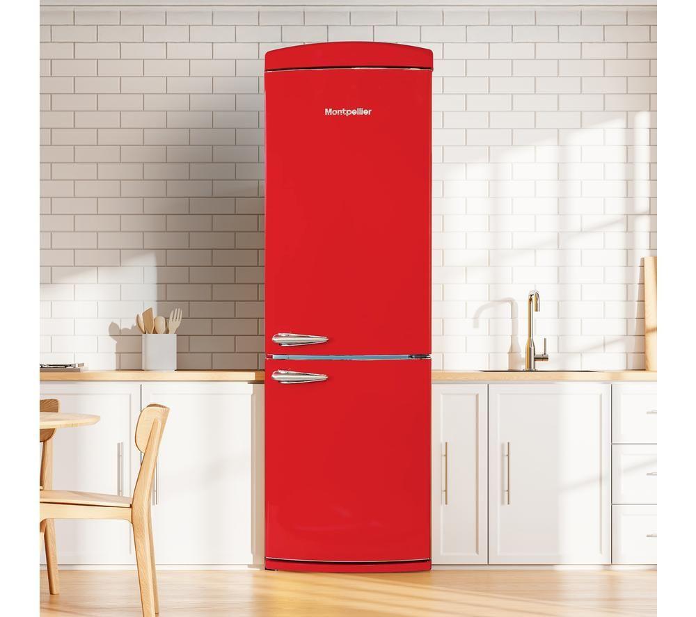 MONTPELLIER Retro Style MAB190R 70/30 Fridge Freezer - Red image number 2 of 11