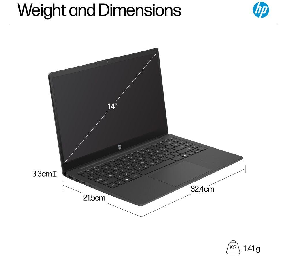 HP 14-ep2501sa 14" Laptop - Intel&reg; N150, 128 GB UFS, Jet Black image number 4 of 11
