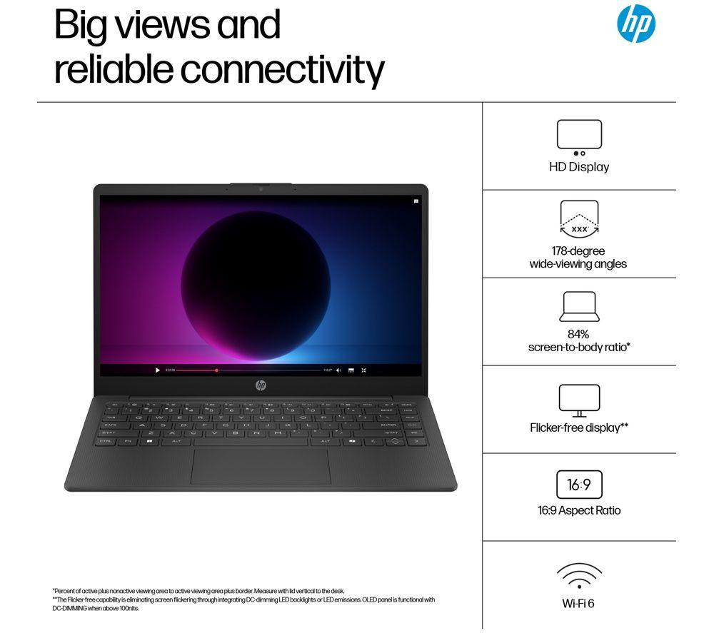 HP 14-ep2501sa 14" Laptop - Intel&reg; N150, 128 GB UFS, Jet Black image number 8 of 11
