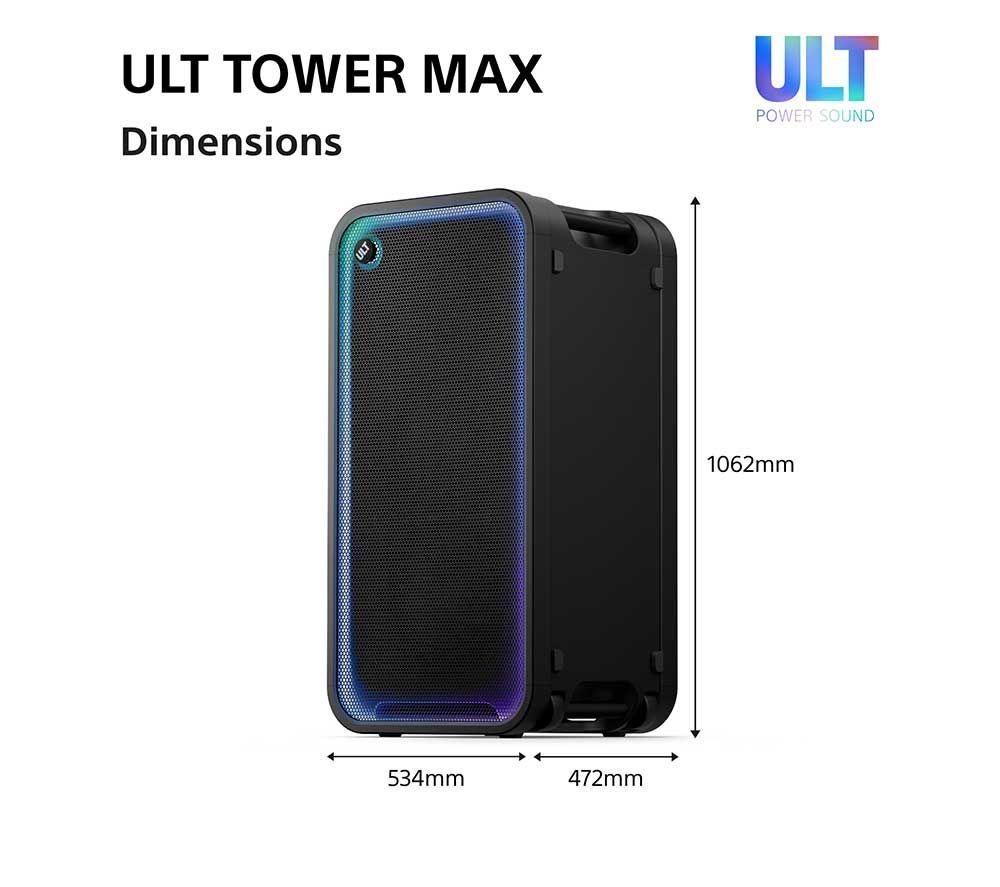 SONY ULT Tower Max Wireless Megasound Party Speaker - Black image number 12 of 20