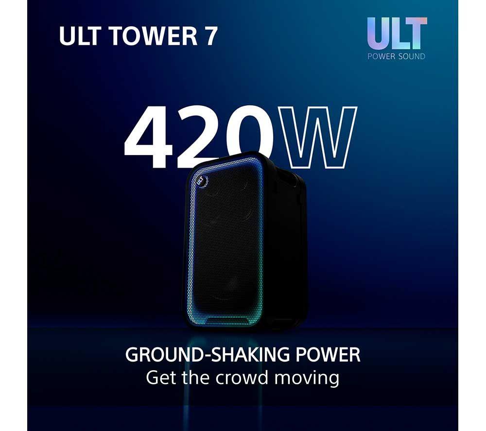 SONY ULT Tower 7 Wireless Multi-room Megasound Party Speaker - Black image number 3 of 22