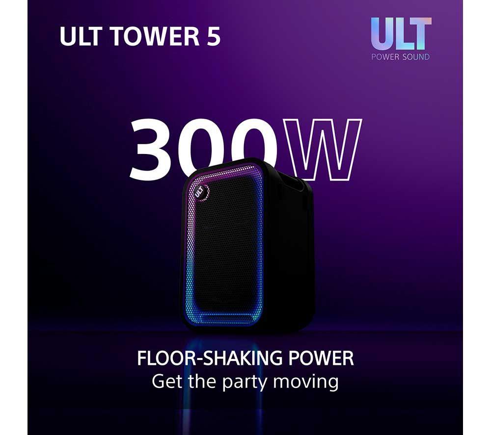 SONY ULT Tower 5 Wireless Multi-room Megasound Party Speaker - Black image number 3 of 22