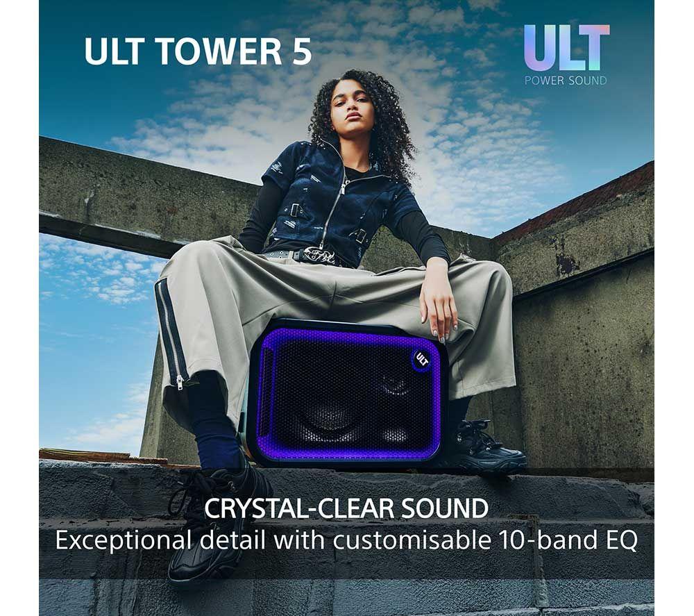 SONY ULT Tower 5 Wireless Multi-room Megasound Party Speaker - Black image number 4 of 22