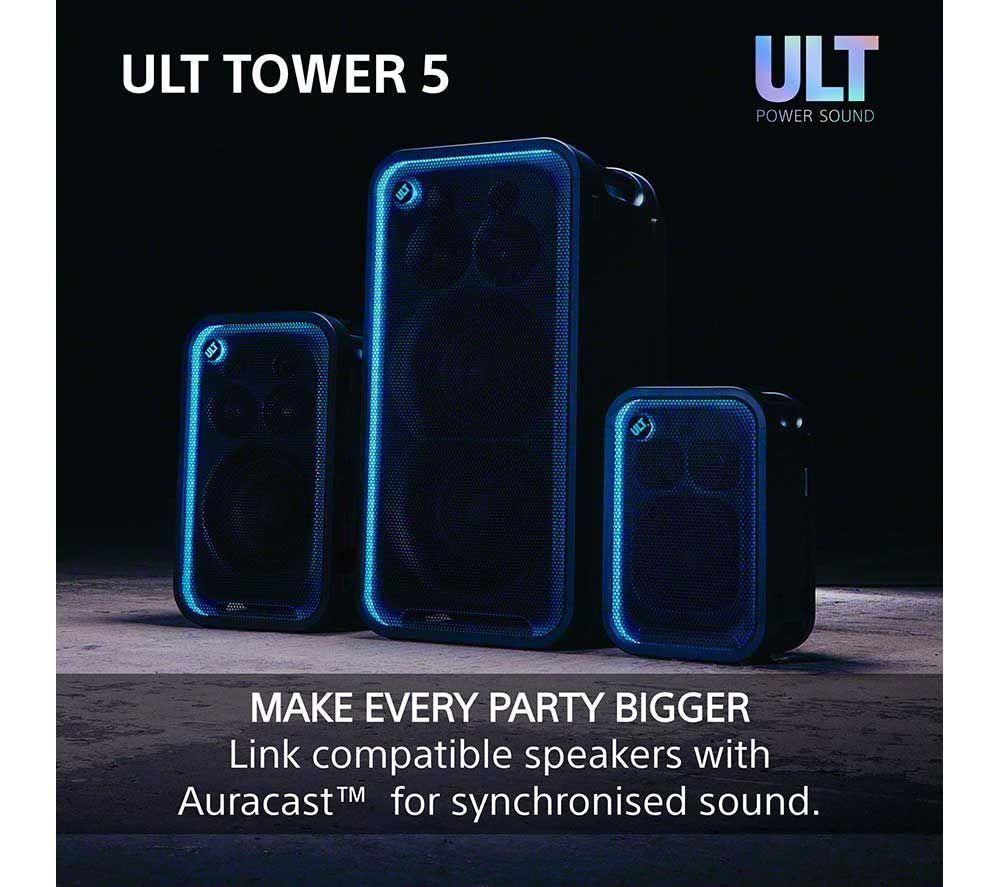 SONY ULT Tower 5 Wireless Multi-room Megasound Party Speaker - Black image number 10 of 22