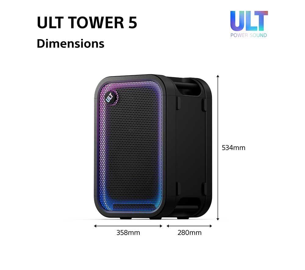 SONY ULT Tower 5 Wireless Multi-room Megasound Party Speaker - Black image number 13 of 22