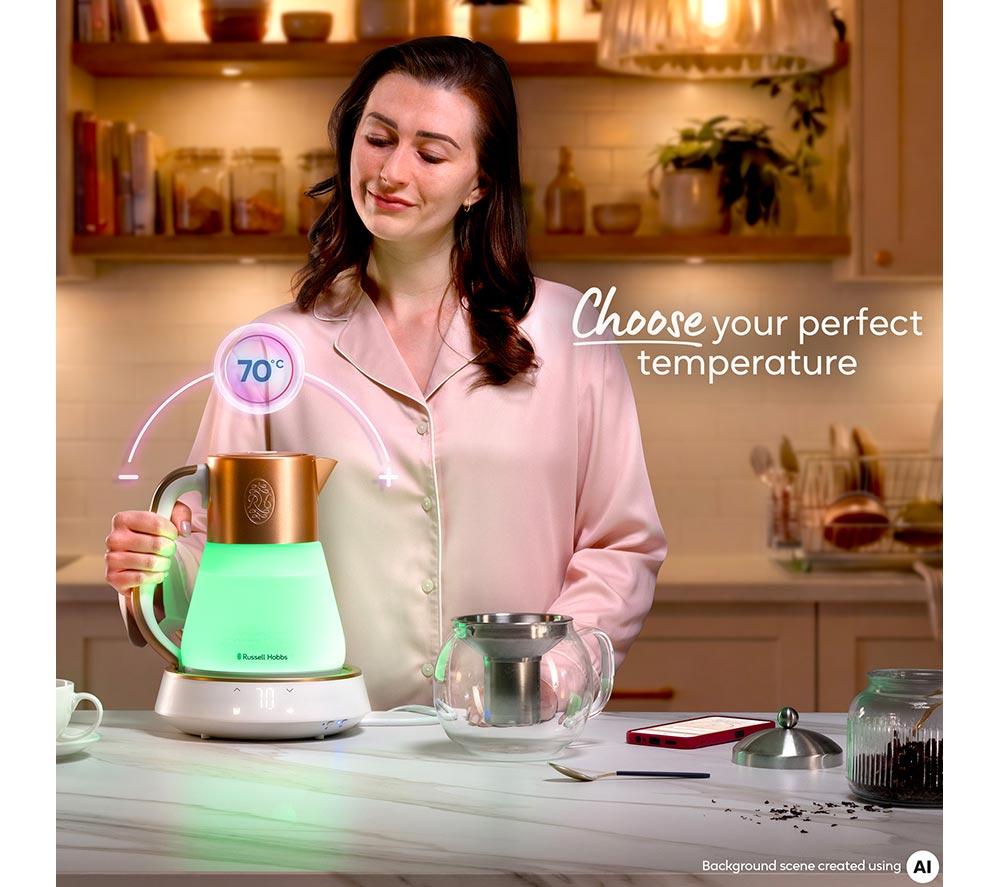 RUSSELL HOBBS Calm Connected 27480 Smart Kettle - White & Copper image number 5 of 9