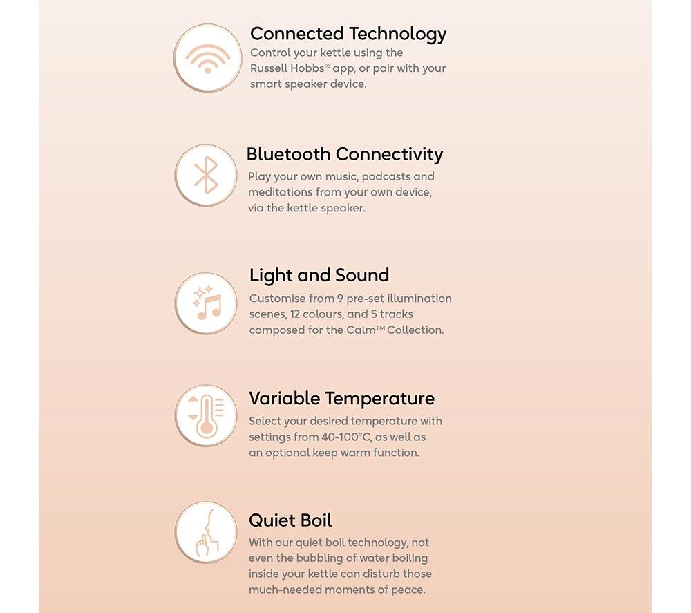 RUSSELL HOBBS Calm Connected 27480 Smart Kettle - White & Copper image number 6 of 9