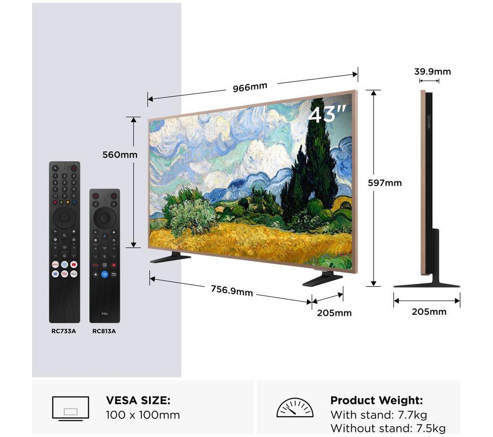 TCL NXTVISION A400 Pro 43" QLED 4K HDR Smart Google TV - 43A400 PRO-UK image number 2 of 8