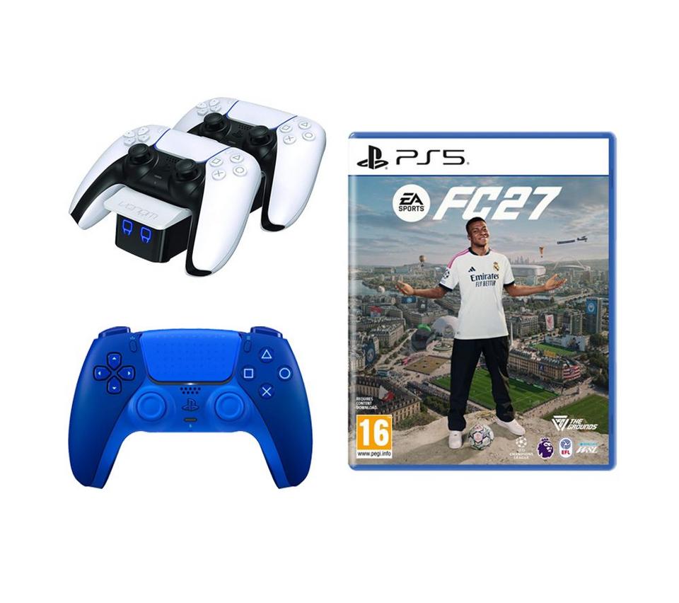 SONY PS5 DualSense Wireless Controller, PlayStation 5 Twin Docking Station & EA SPORTS FC27 - PS5