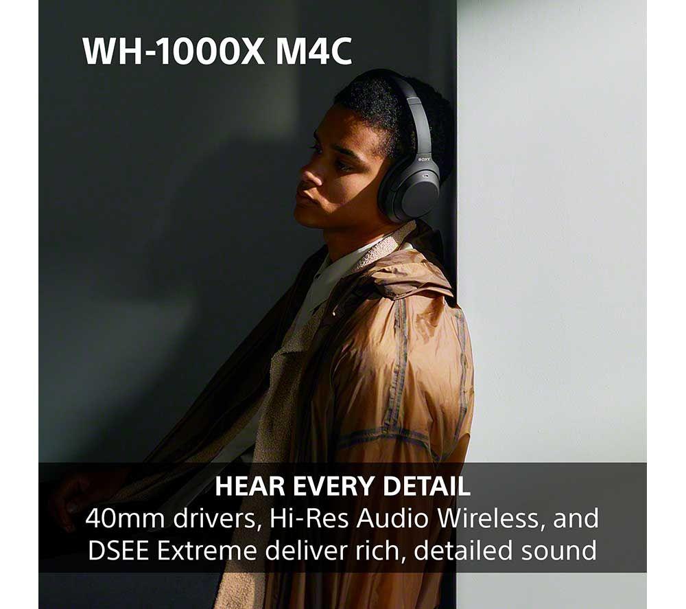 SONY WH-1000XM4C Wireless Bluetooth Noise-Cancelling Headphones - Black image number 4 of 18
