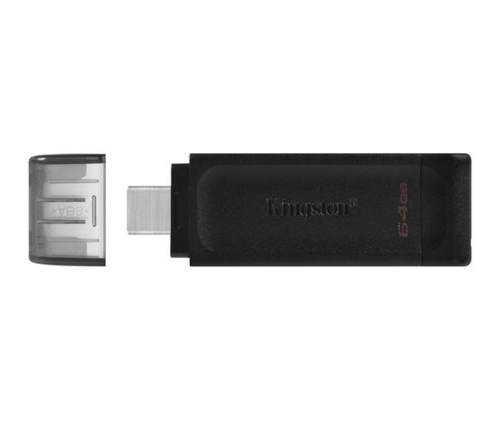 Kingston Datatraveler 70 Usb-C Flash Drive - 64 Gb, Black, Black
