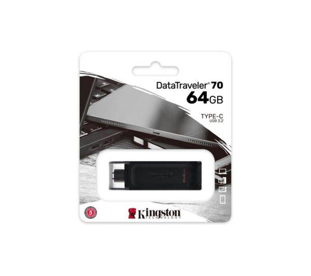 KINGSTON DataTraveler 70 USB-C Flash Drive - 64 GB, Black image number 3 of 4