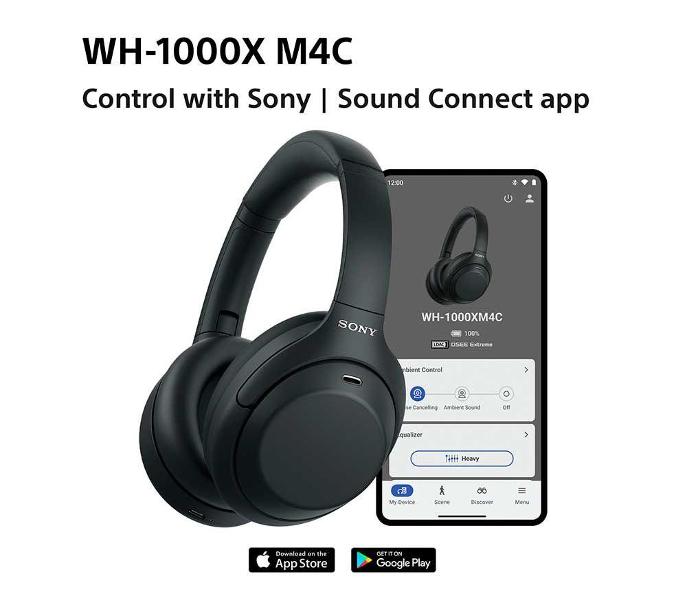 SONY WH-1000XM4C Wireless Bluetooth Noise-Cancelling Headphones - Platinum Silver image number 10 of 18