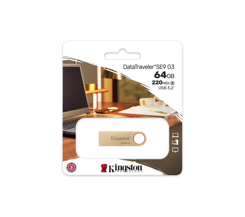 KINGSTON DataTraveler SE9 G3 USB 3.2 Flash Drive - 64 GB, Gold image number 2 of 3