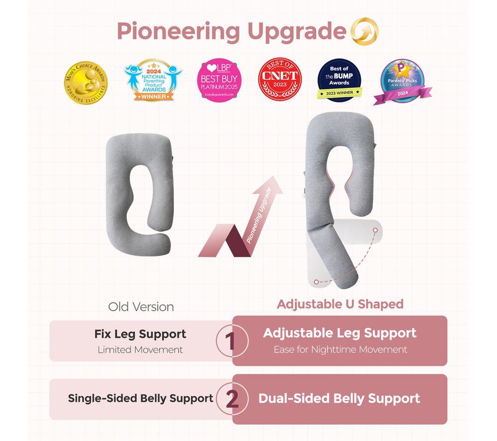 MOMCOZY Dreamlign U Shaped Pregnancy Pillow - Grey image number 6 of 9
