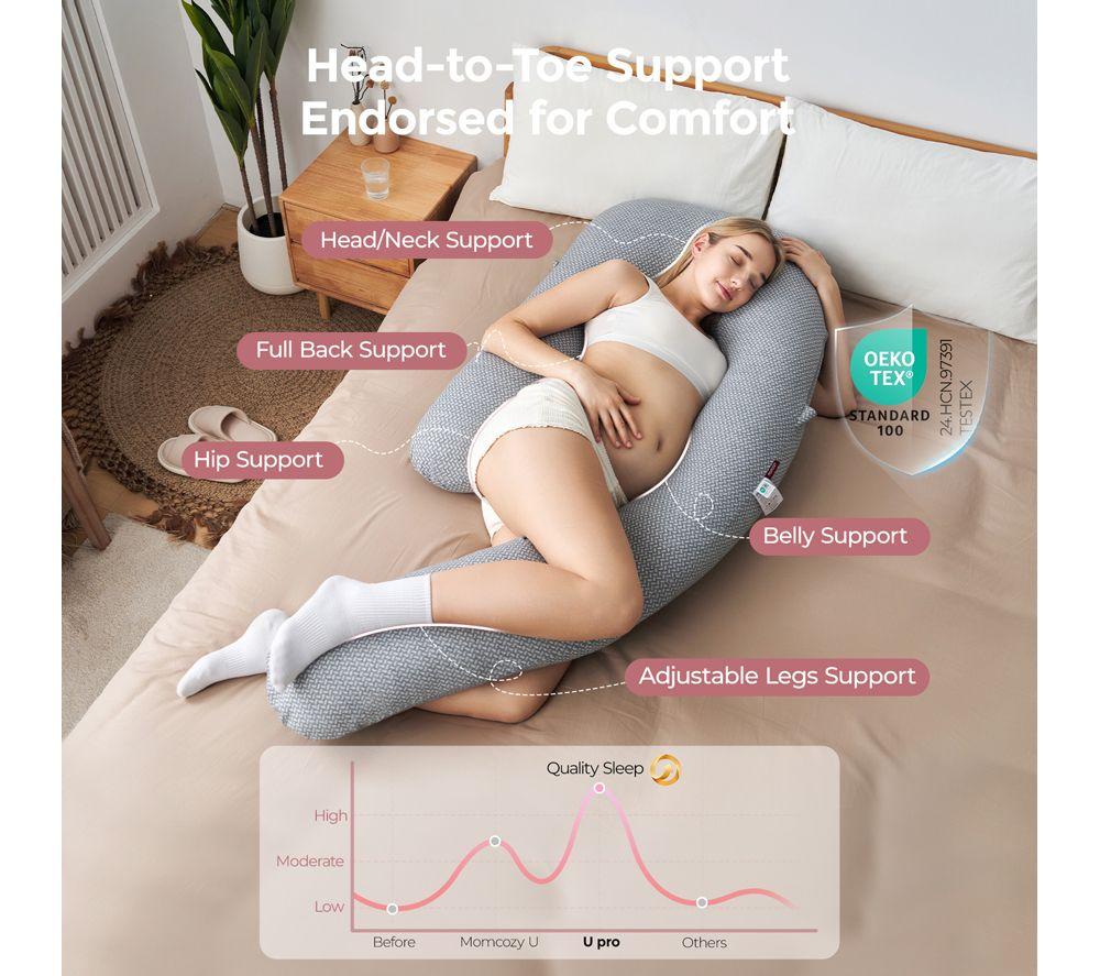 MOMCOZY Dreamlign U Shaped Pregnancy Pillow - Grey image number 8 of 9