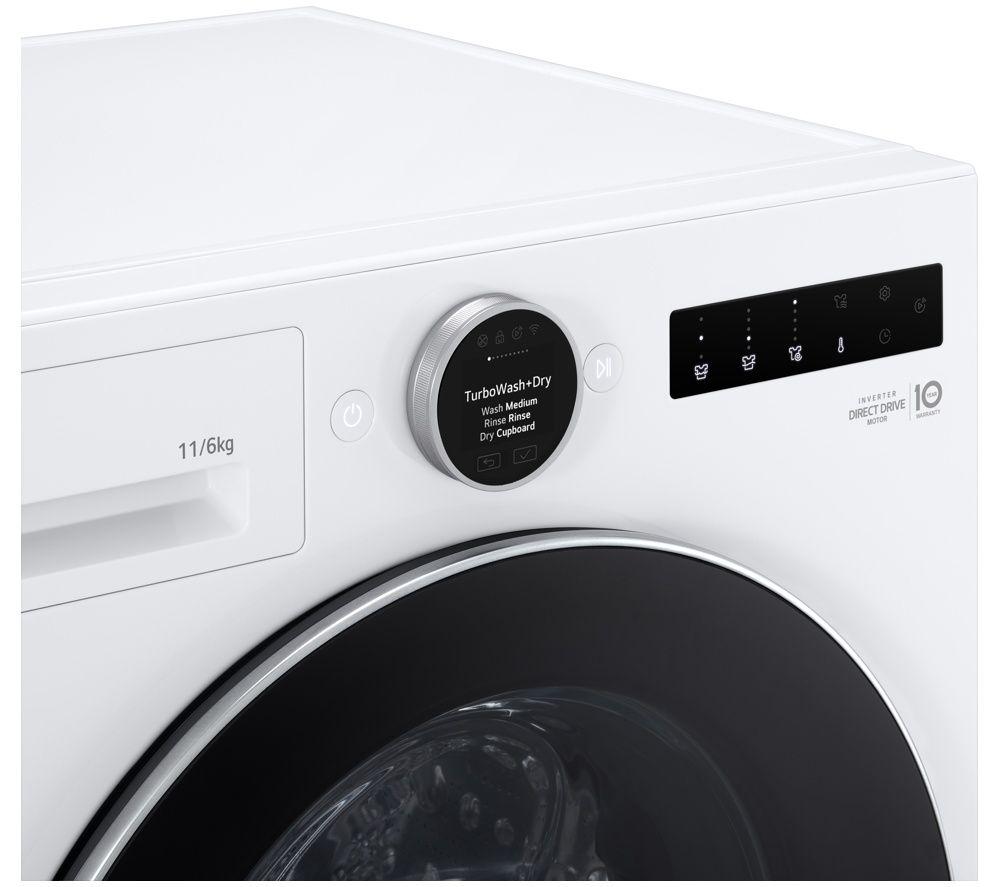 LG Series 10 WHX9016TLC WiFi-enabled 11 kg Heat Pump Washer Dryer - White image number 6 of 10
