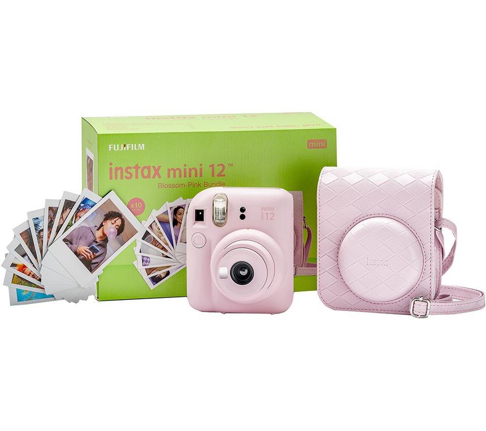 INSTAX Mini 12 Instant Camera Bundle - Blossom Pink