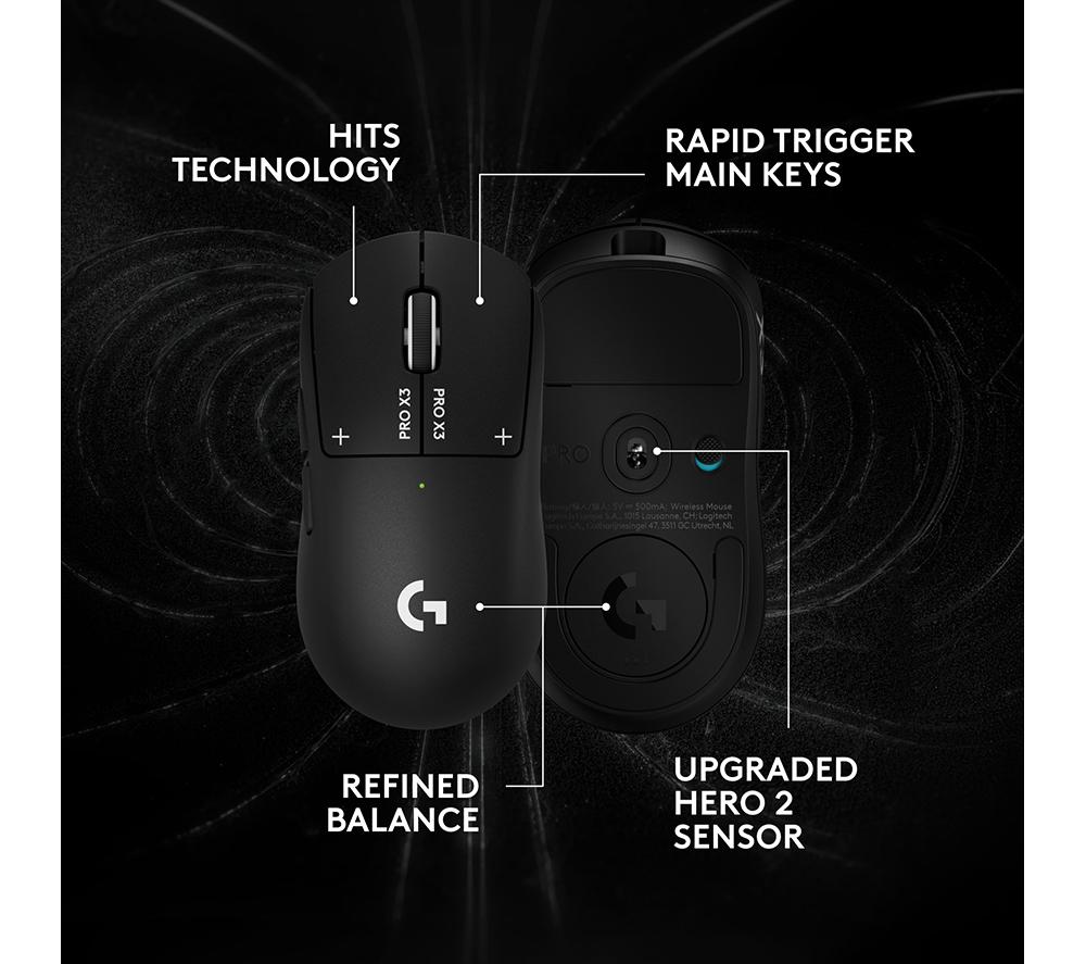 LOGITECH G Pro X3 Superstrike Wireless Optical Gaming Mouse - Midnight Black image number 2 of 11