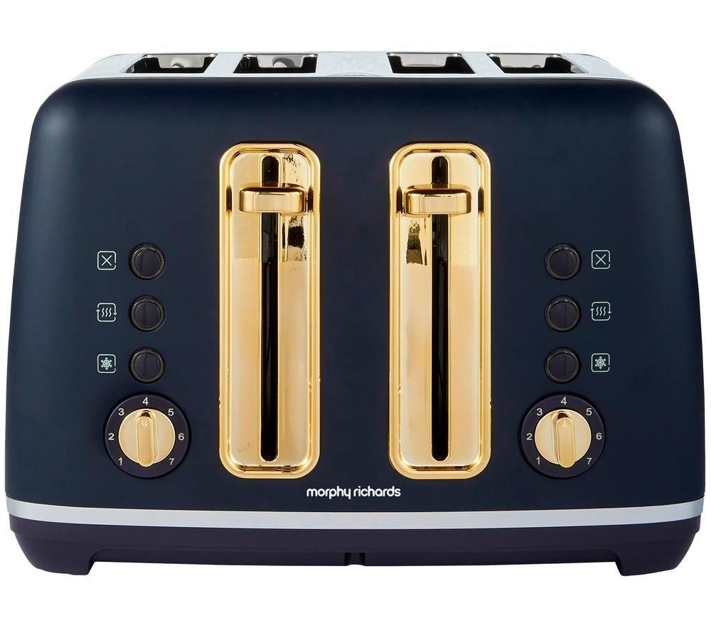 Morphy Richards Accents Rose Gold 4-Slice Toaster in Navy - Image 6