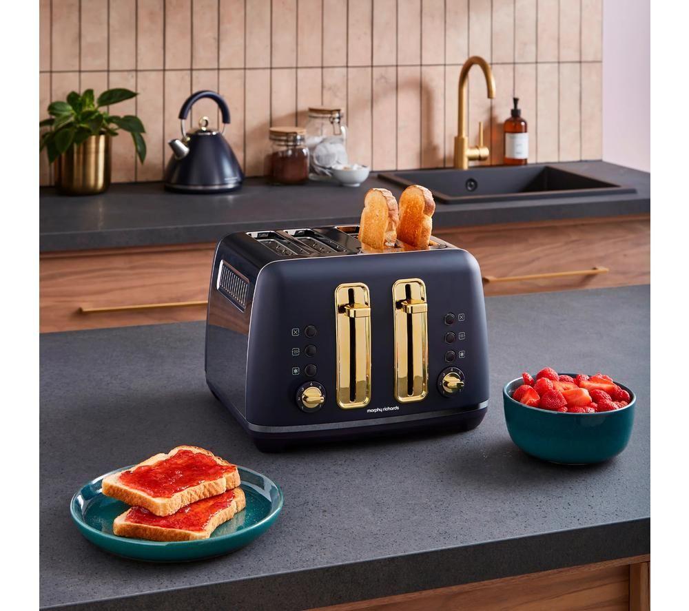 MORPHY RICHARDS Accents Gold 242045 4-Slice Toaster - Navy image number 2 of 5