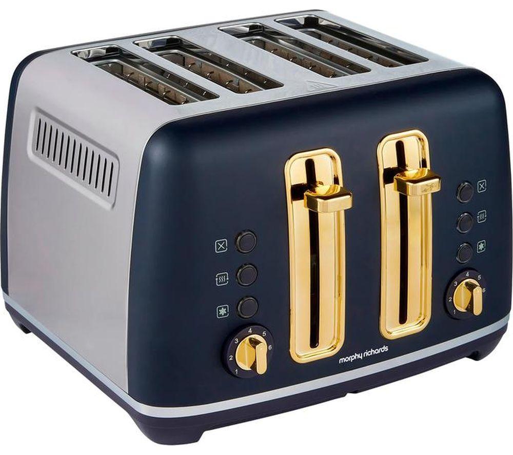 MORPHY RICHARDS Accents Gold 242045 4-Slice Toaster - Navy image number 3 of 5
