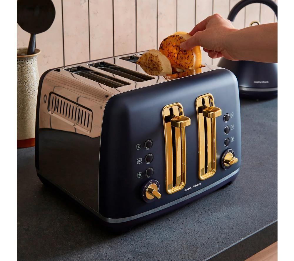 MORPHY RICHARDS Accents Gold 242045 4-Slice Toaster - Navy image number 5 of 5