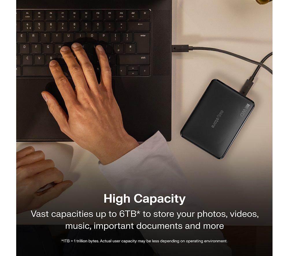 WD Easystore Portable Hard Drive - 4 TB, Black image number 3 of 6