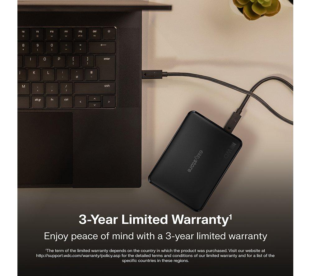 WD Easystore Portable Hard Drive - 4 TB, Black image number 5 of 6