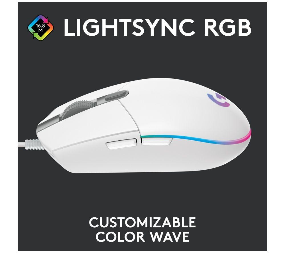 LOGITECH G102 Lightsync Optical Gaming Mouse - White image number 3 of 9