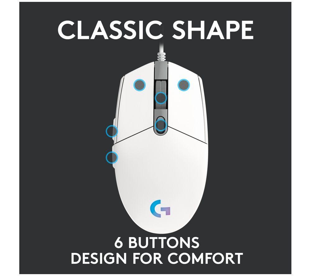 LOGITECH G102 Lightsync Optical Gaming Mouse - White image number 8 of 9