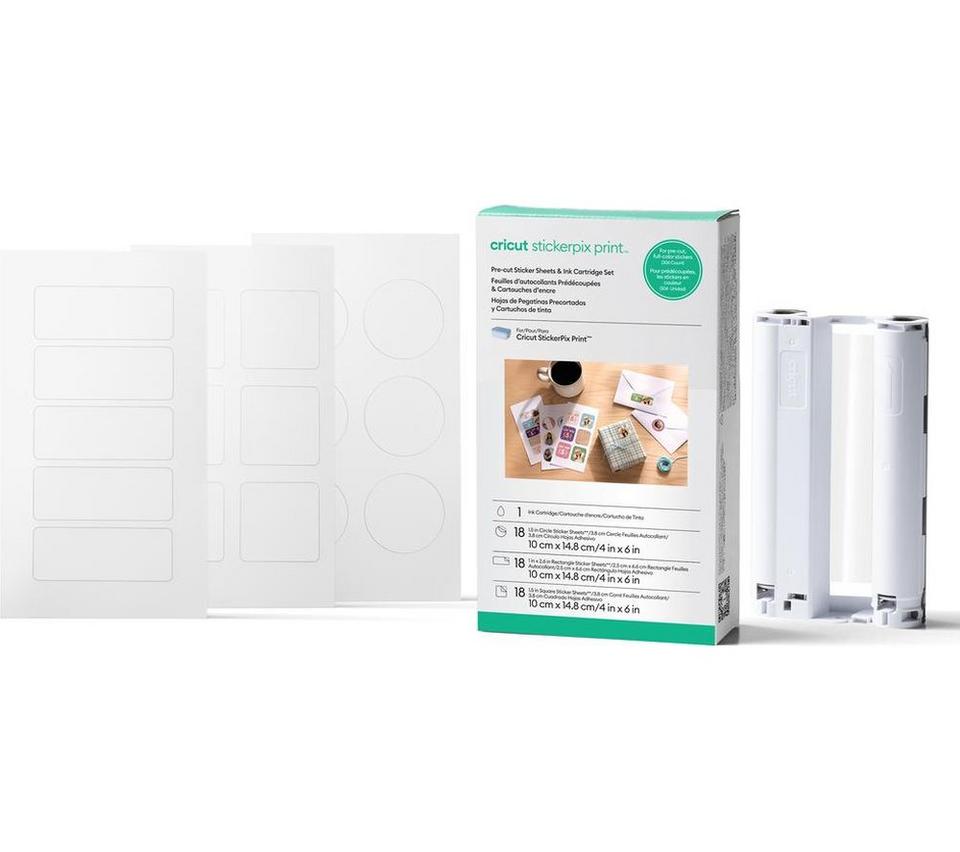 CRICUT StickerPix Print Pre-cut Sticker Sheets & Ink Cartridge Set