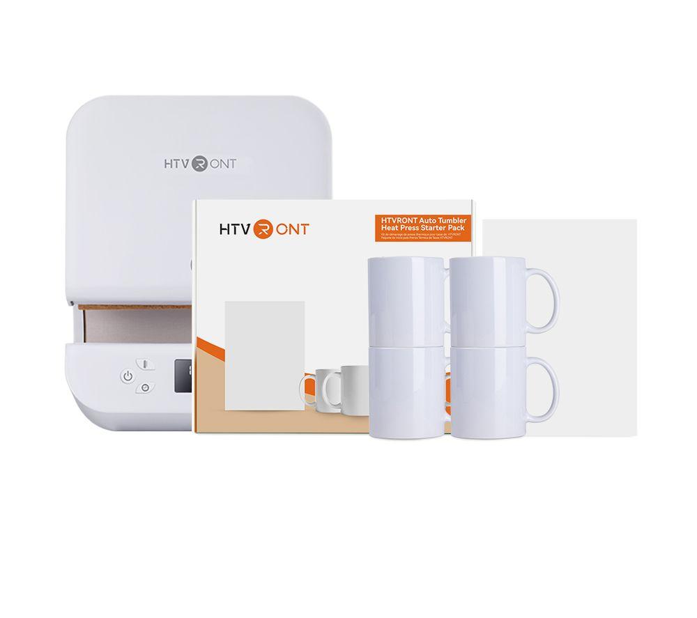 Htvront Auto Heat Press & 4-Piece Mug Set - White, White