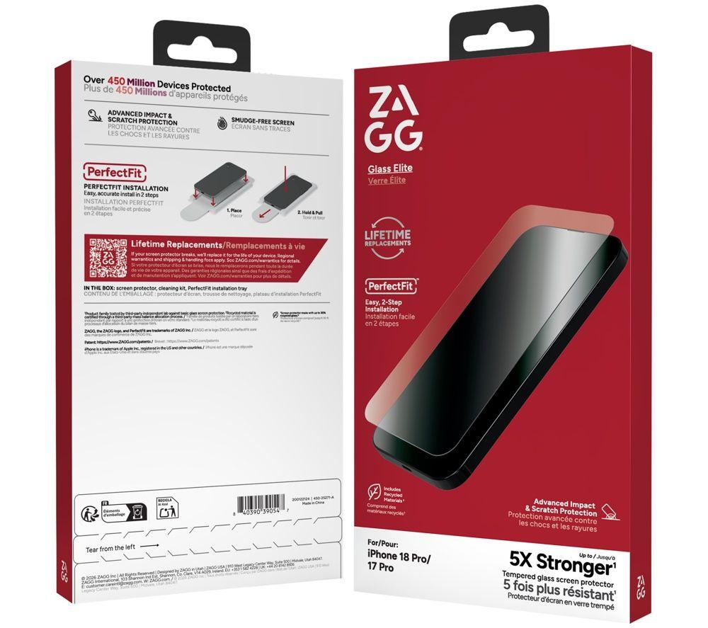 ZAGG InvisibleShield Glass Elite iPhone 18 Pro Screen Protector - Clear image number 3 of 6